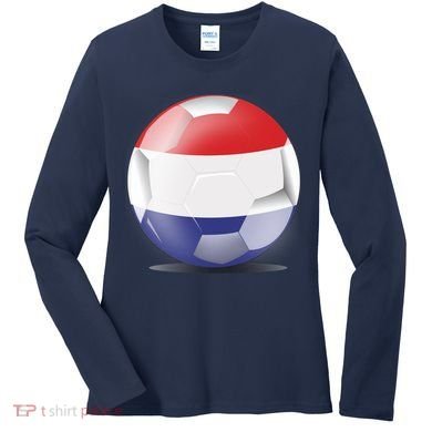 Soccer Ball Country Flag Netherlands Women's Long Sleeve Shirt
