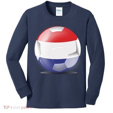 Soccer Ball Country Flag Netherlands Kids Long Sleeve Shirt