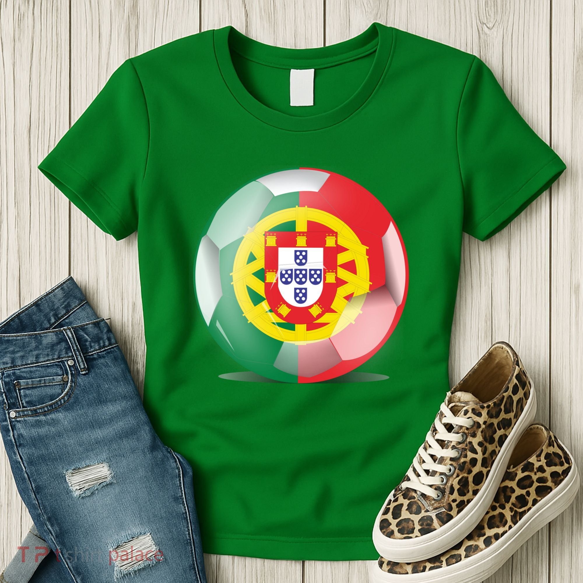 Soccer Ball Country Flag Portugal Women's T-Shirt