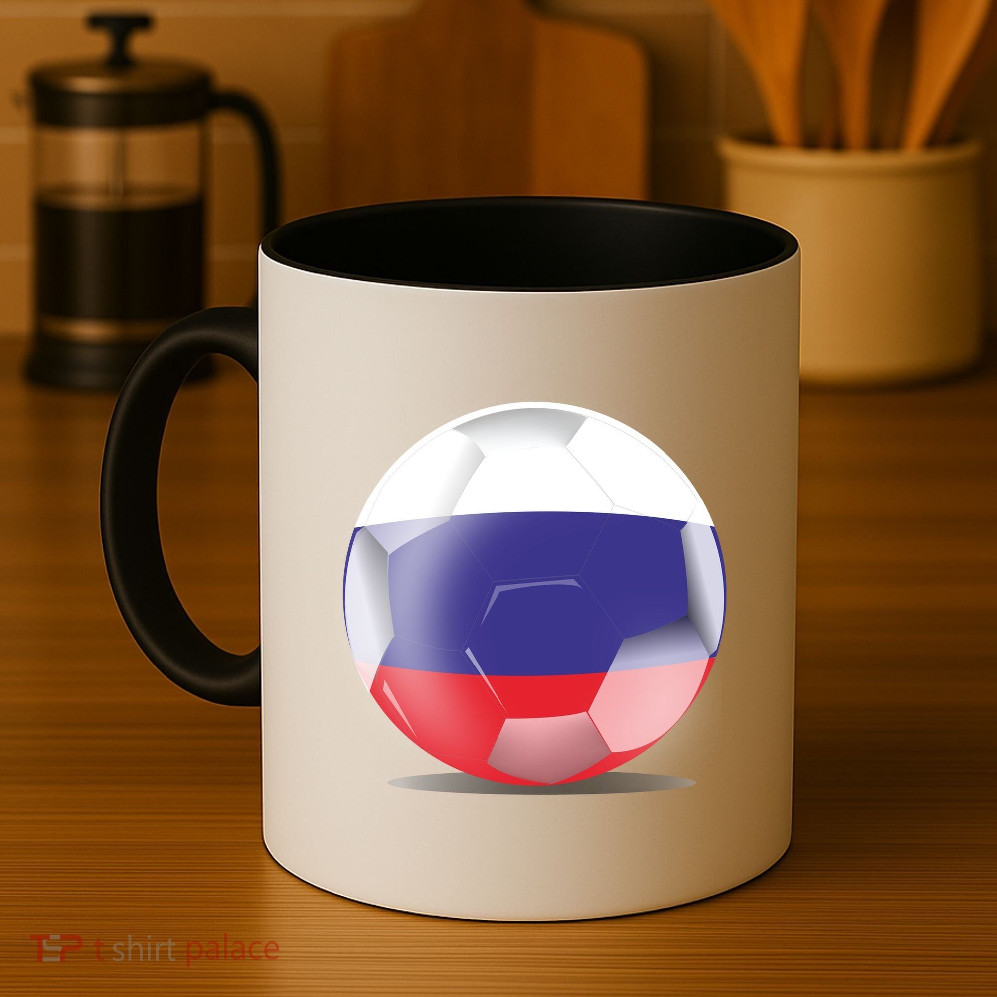 Soccer Ball Country Flag Russia Coffee Mug