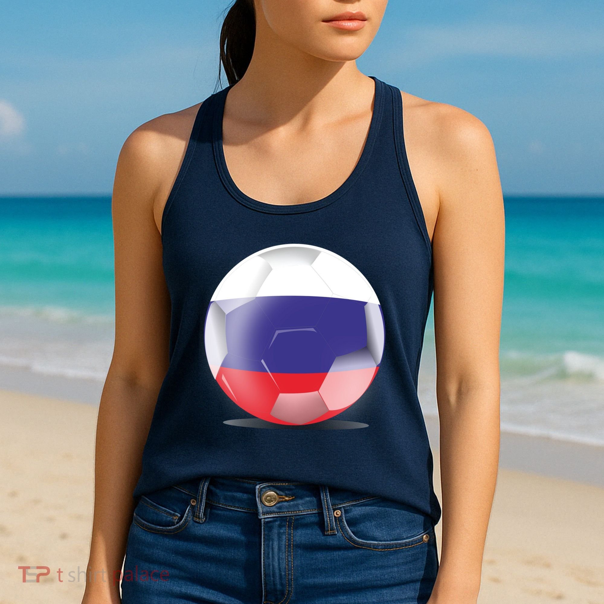 Soccer Ball Country Flag Russia Women's Tank Top