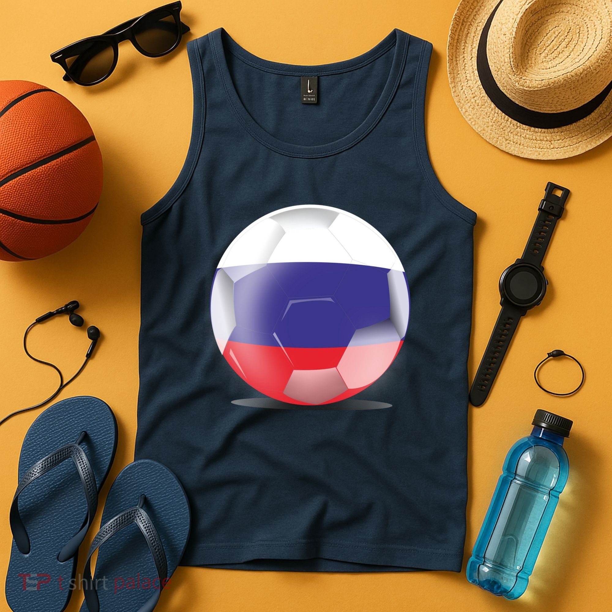 Soccer Ball Country Flag Russia Tank Top