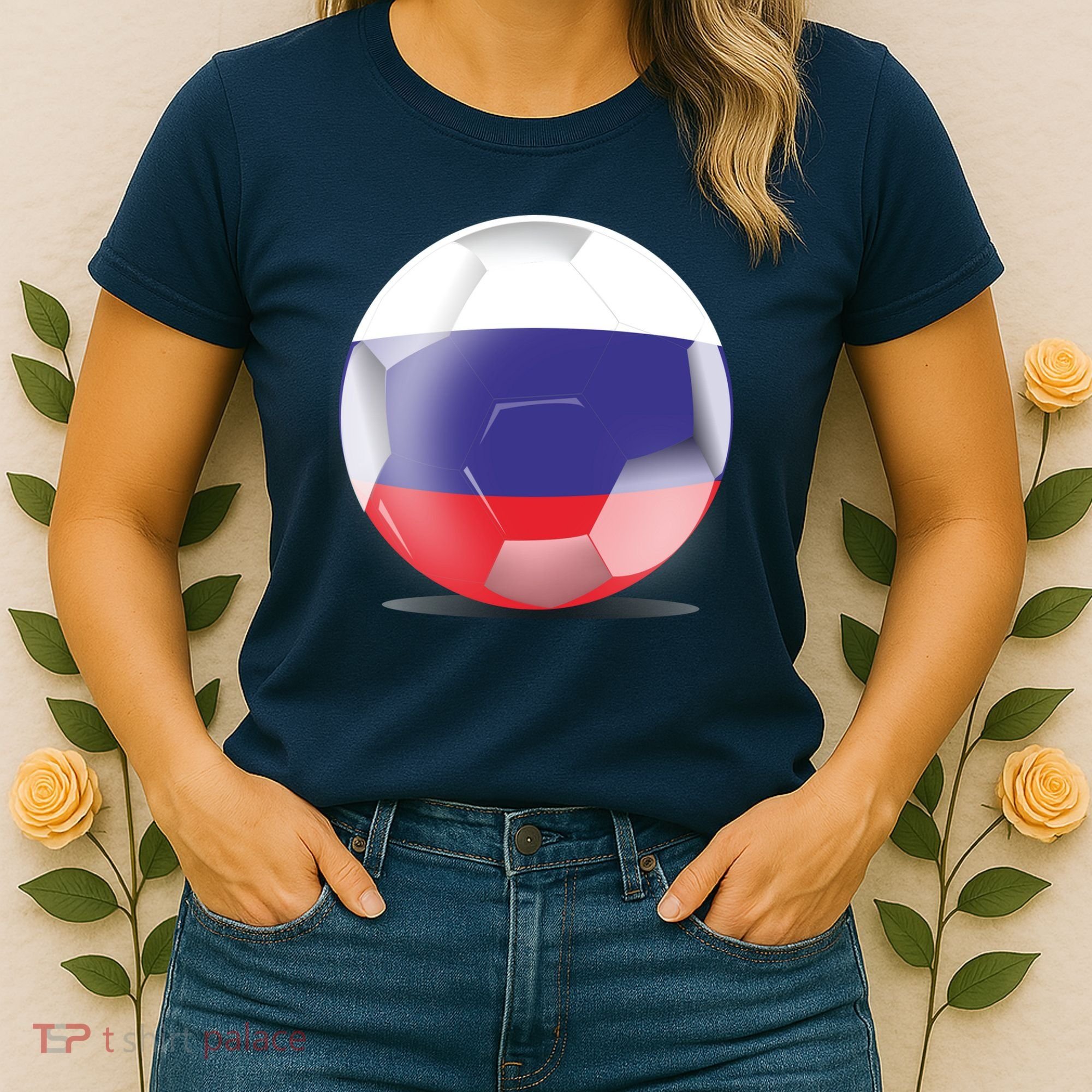 Soccer Ball Country Flag Russia Women's T-Shirt