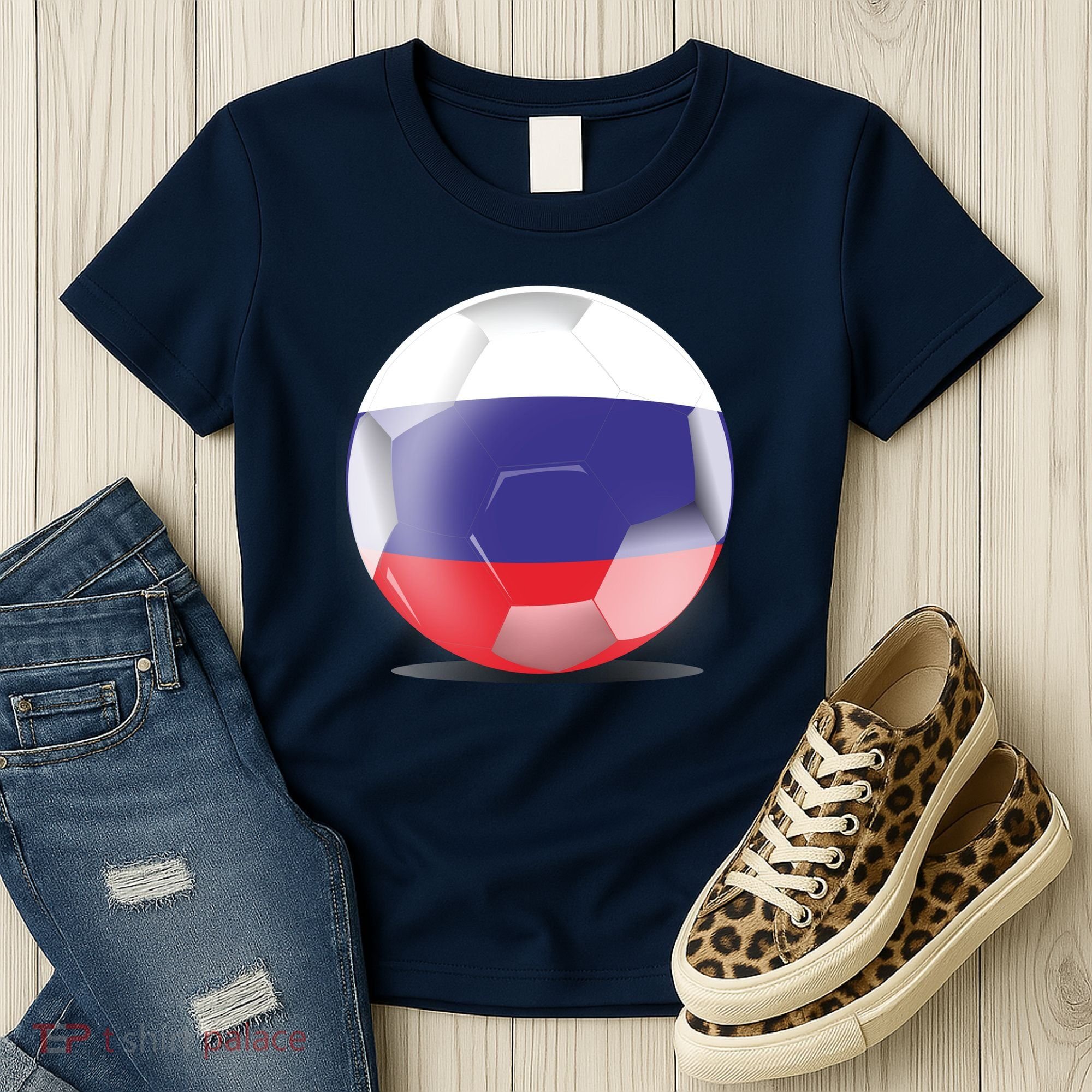 Soccer Ball Country Flag Russia Women's T-Shirt