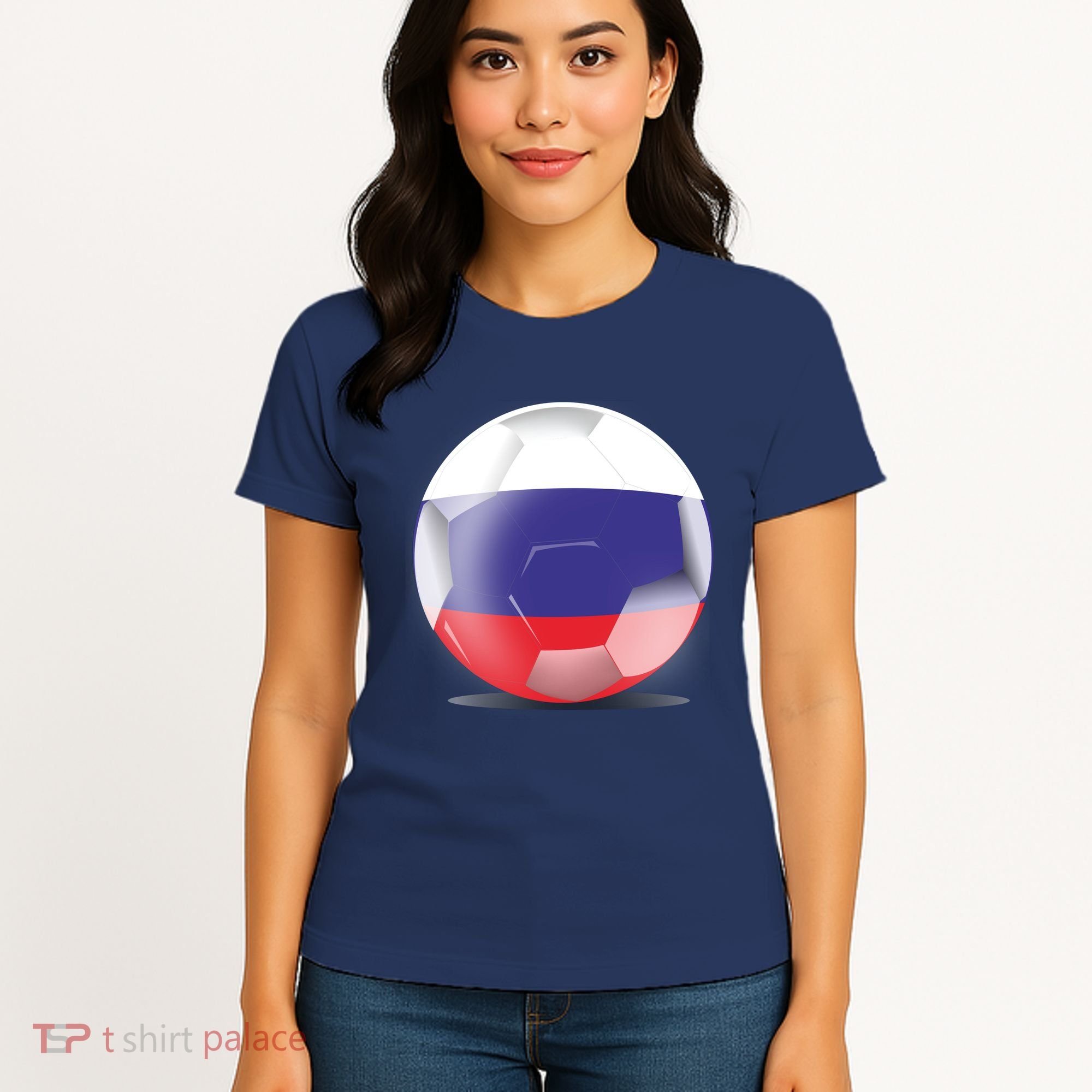 Soccer Ball Country Flag Russia Women's T-Shirt