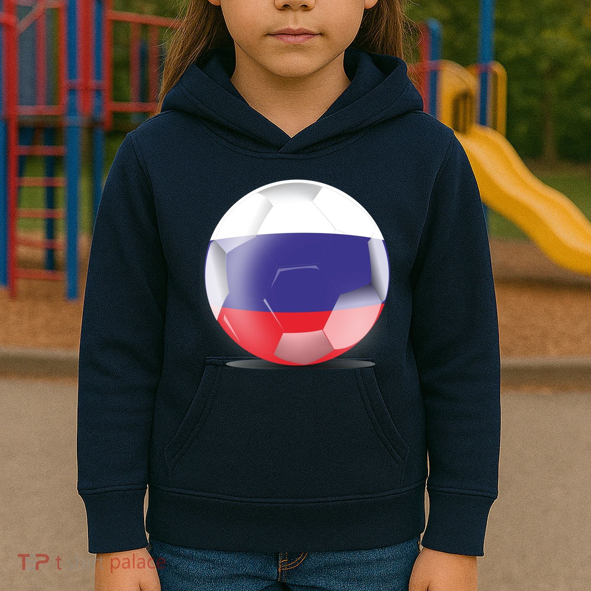 Soccer Ball Country Flag Russia Kids Hoodie