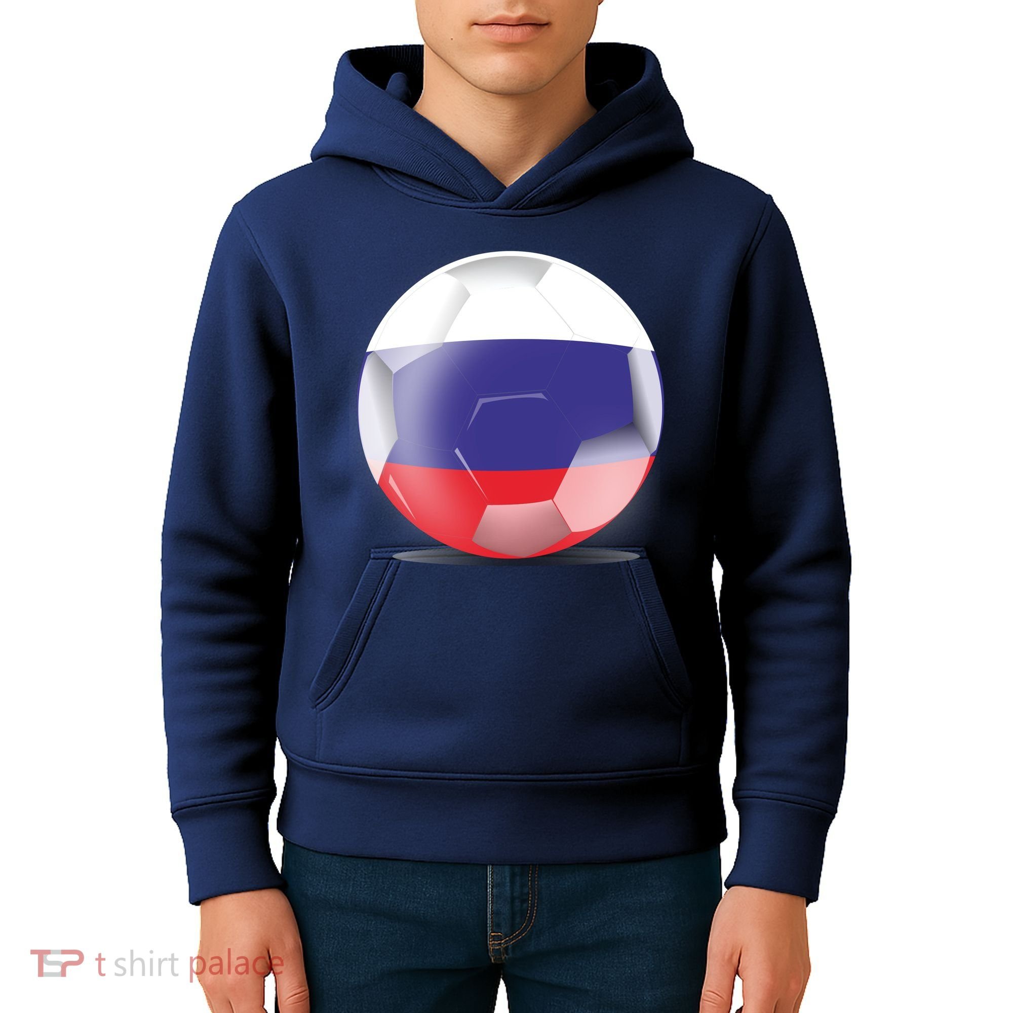 Soccer Ball Country Flag Russia Kids Hoodie