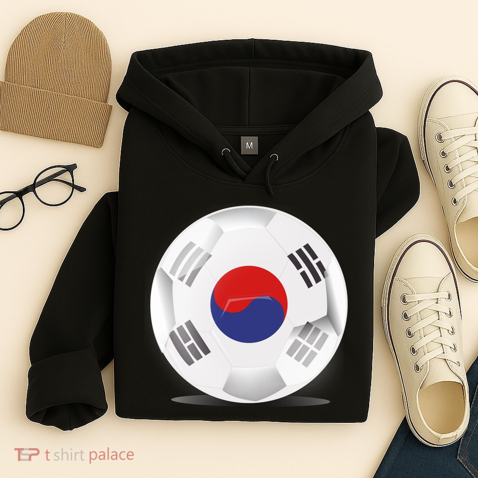 Soccer Ball Country Flag South Korea Hoodie