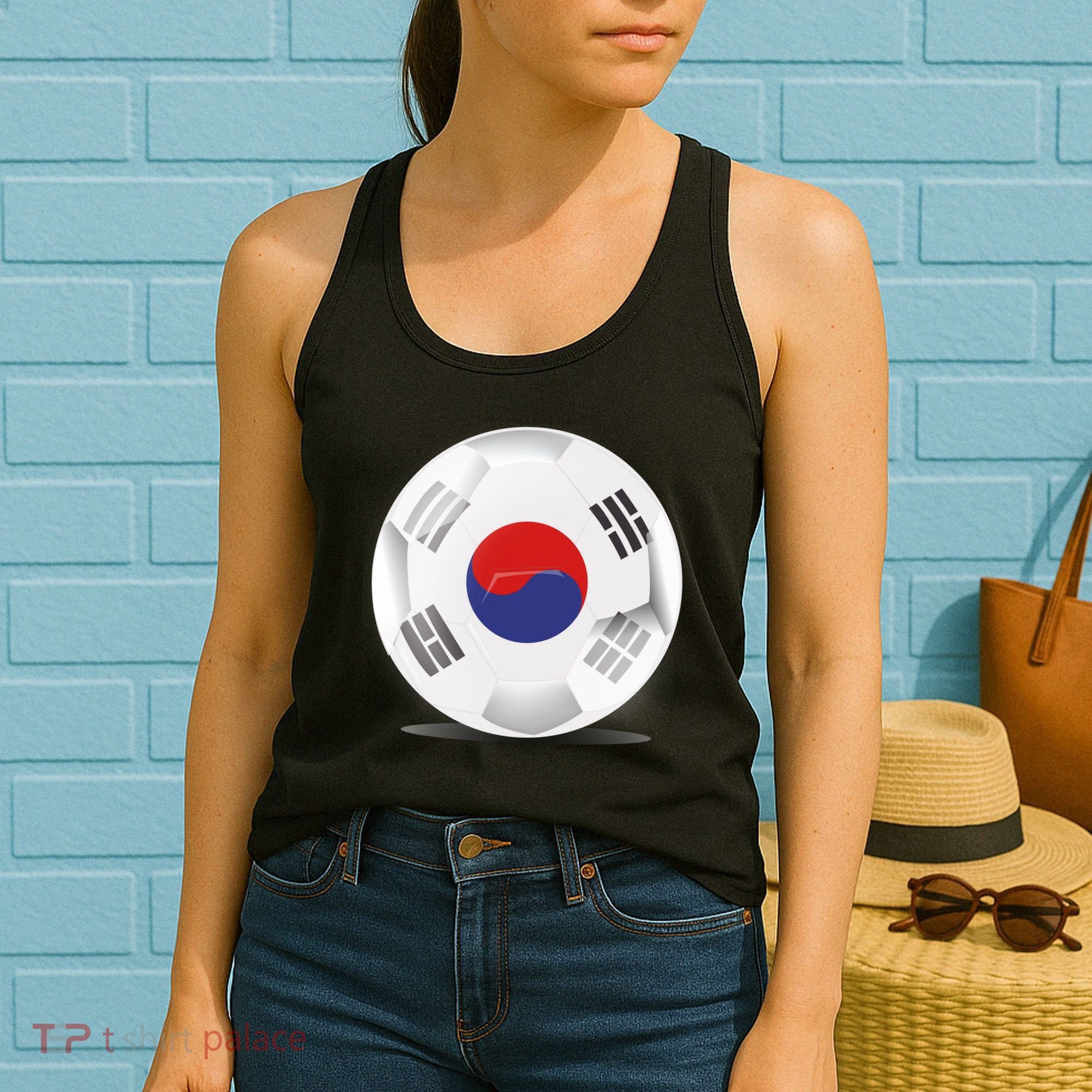 Soccer Ball Country Flag South Korea Women's Tank Top