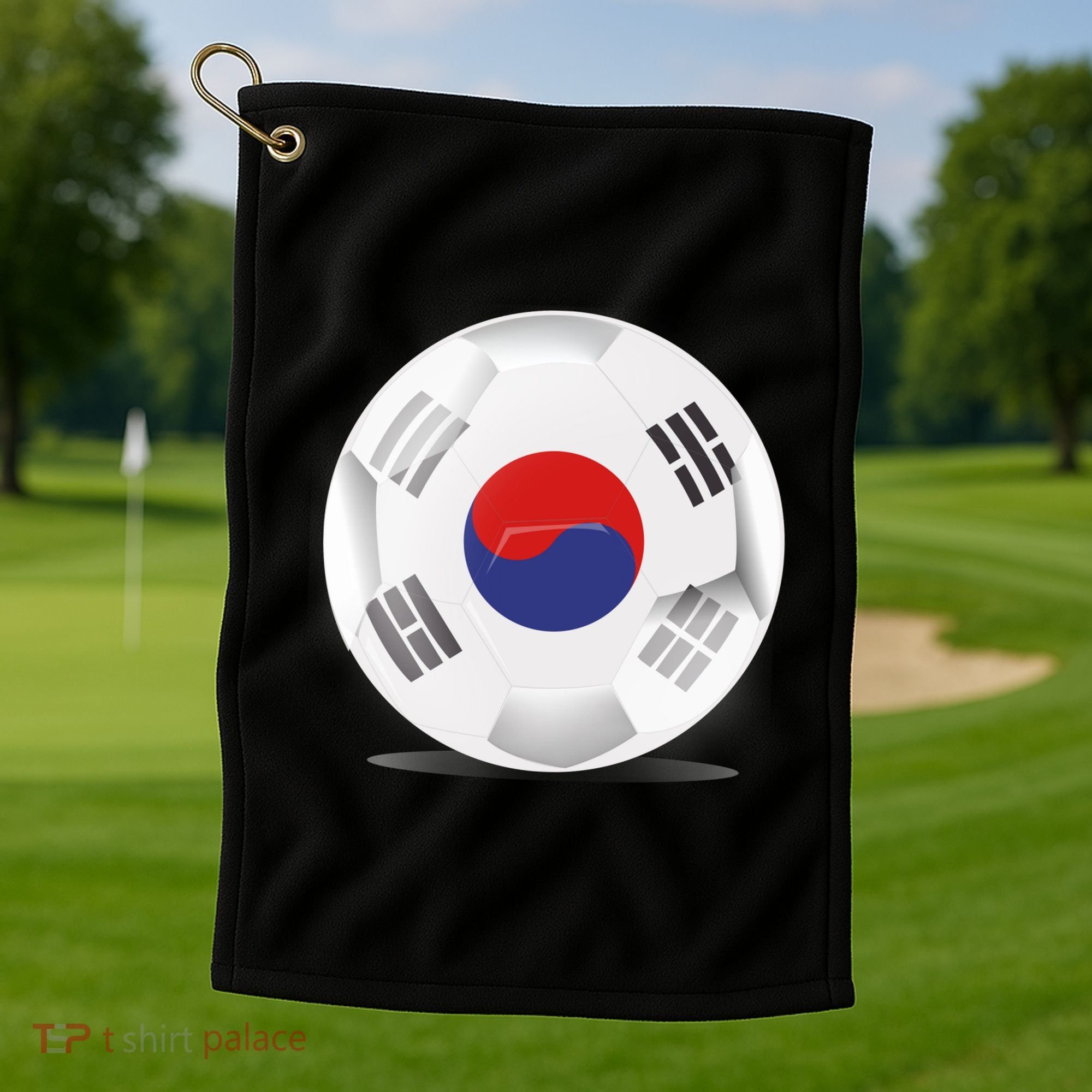 Soccer Ball Country Flag South Korea Golf Towel
