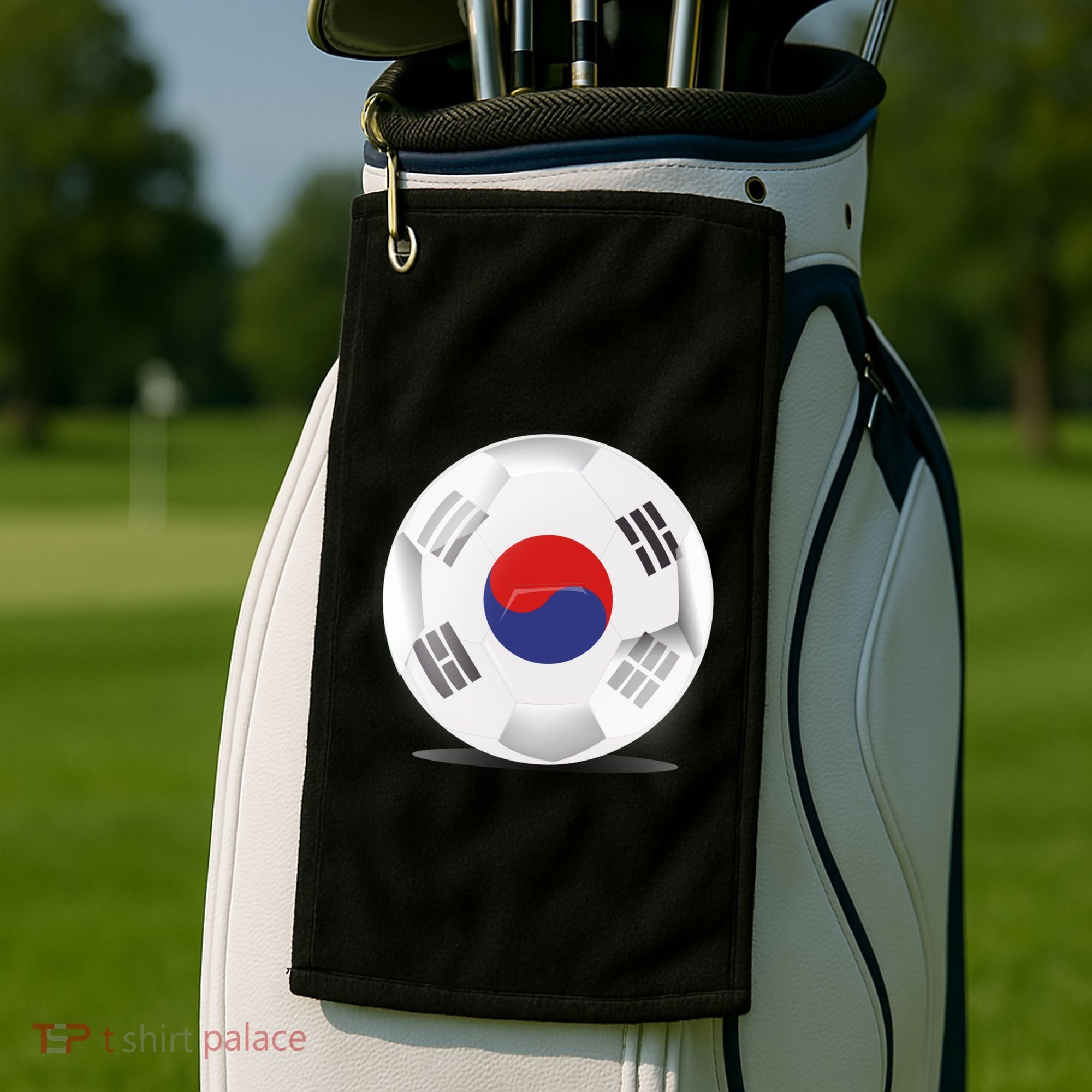 Soccer Ball Country Flag South Korea Golf Towel