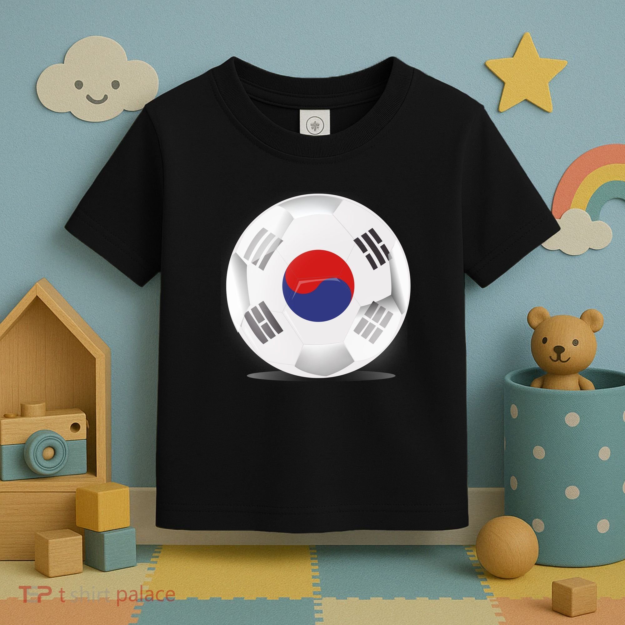 Soccer Ball Country Flag South Korea Toddler T-Shirt