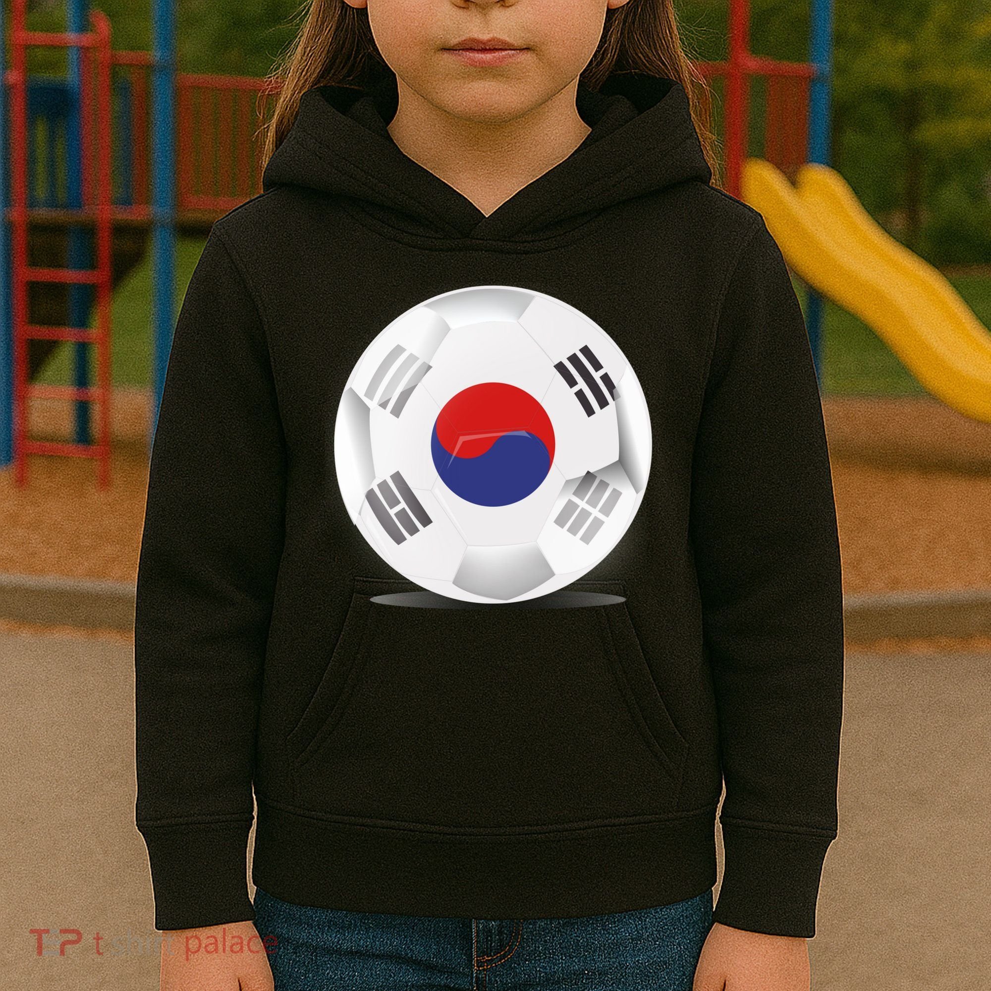 Soccer Ball Country Flag South Korea Kids Hoodie