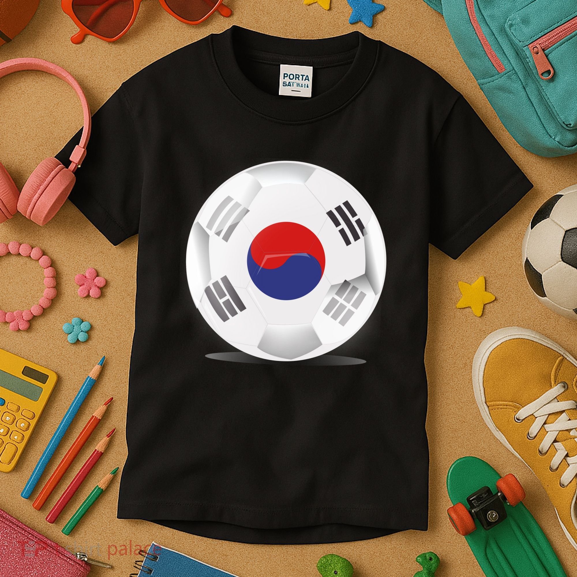 Soccer Ball Country Flag South Korea Kids T-Shirt