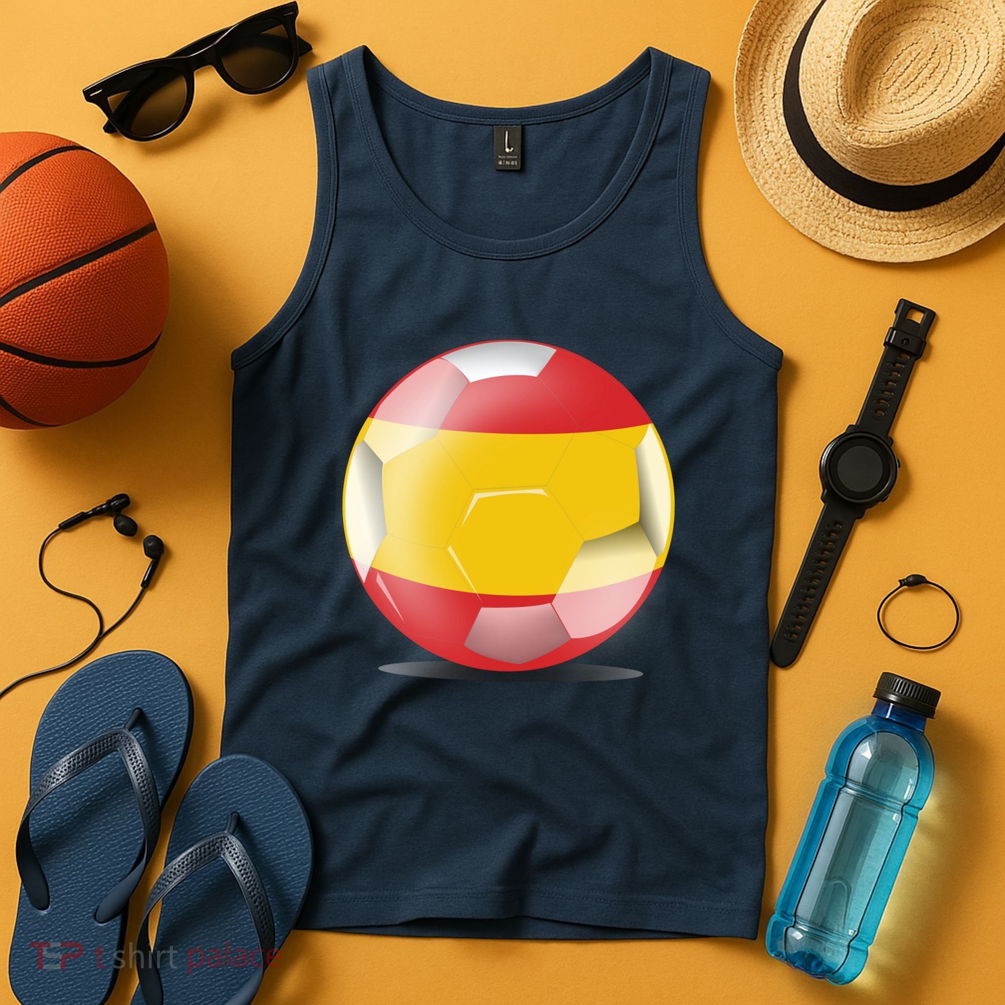 Soccer Ball Country Flag Spain Tank Top