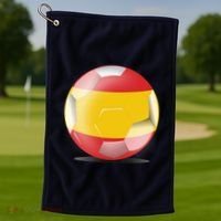 Soccer Ball Country Flag Spain Golf Towel thumb 1