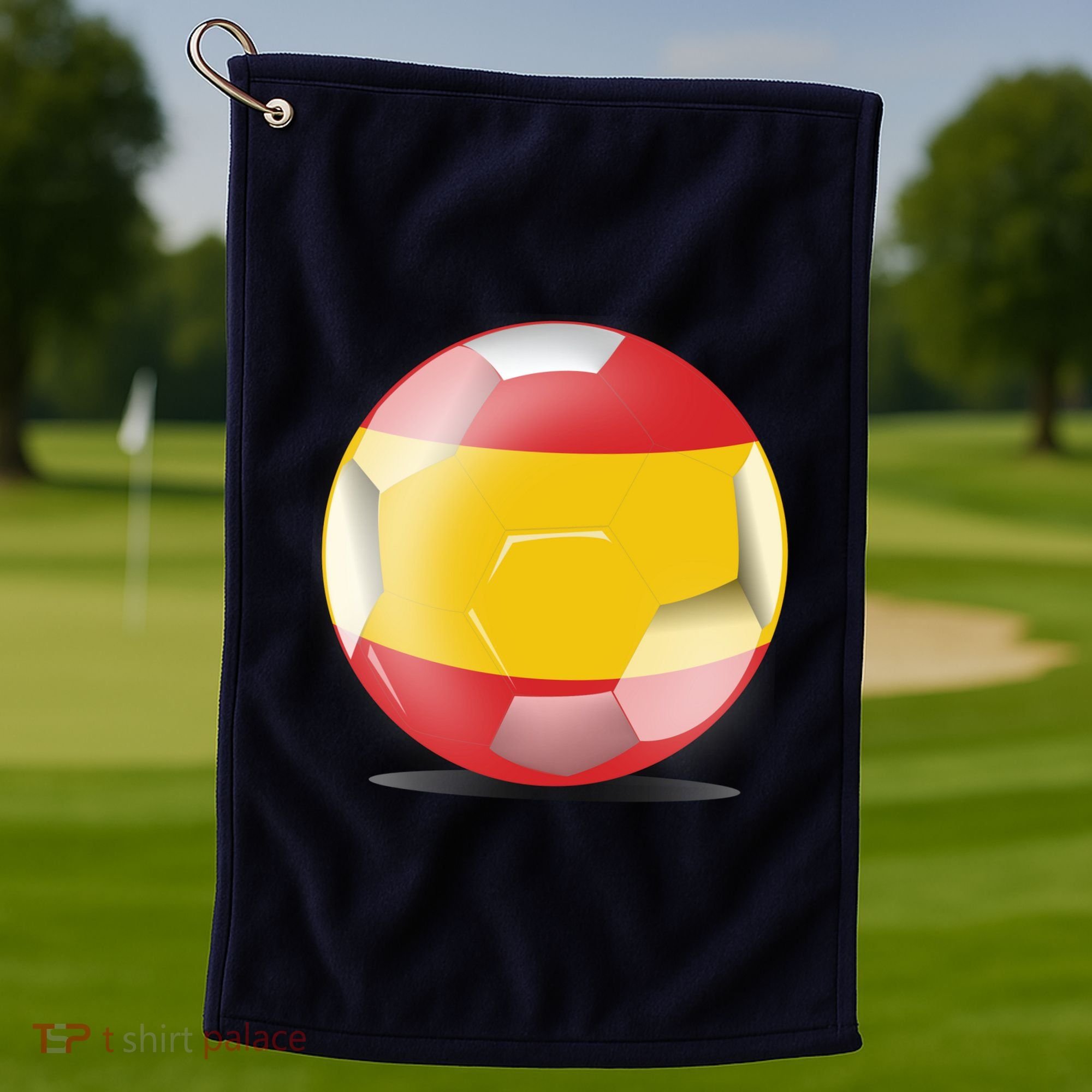 Soccer Ball Country Flag Spain Golf Towel