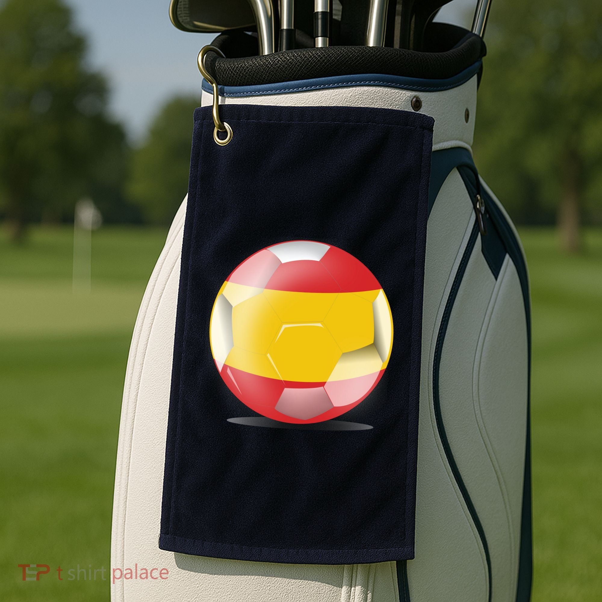 Soccer Ball Country Flag Spain Golf Towel