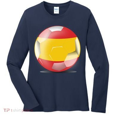 Soccer Ball Country Flag Spain Women's Long Sleeve Shirt