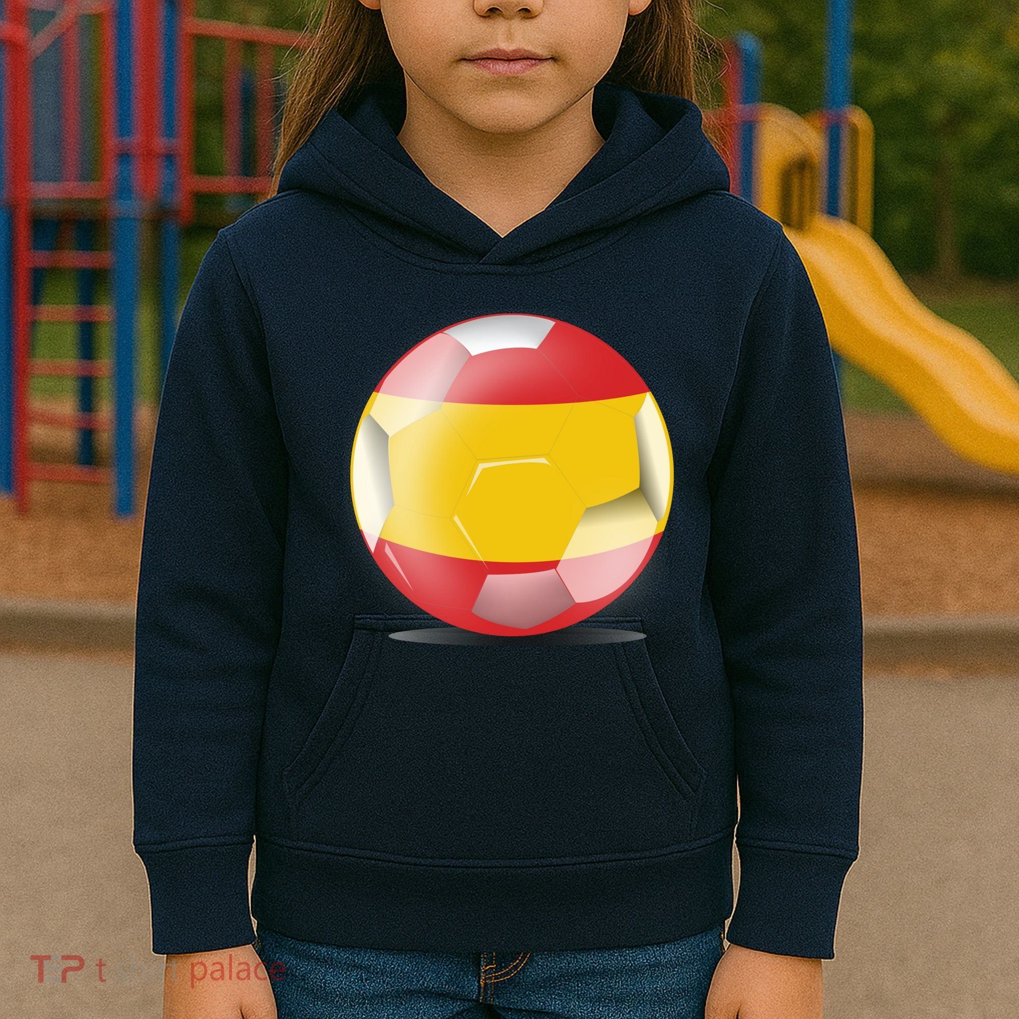 Soccer Ball Country Flag Spain Kids Hoodie
