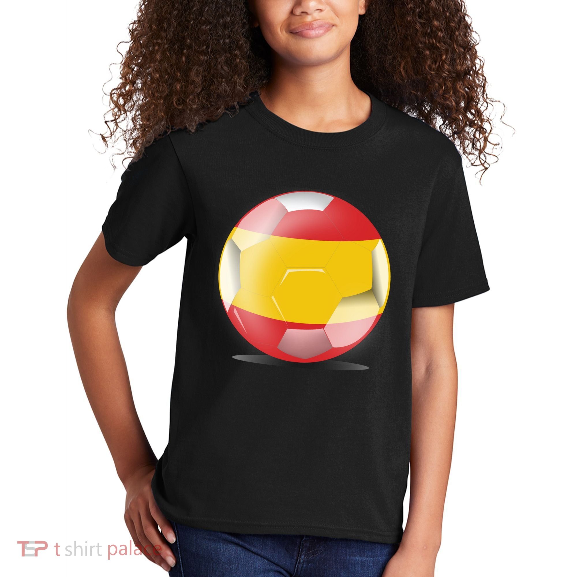 Soccer Ball Country Flag Spain Kids T-Shirt