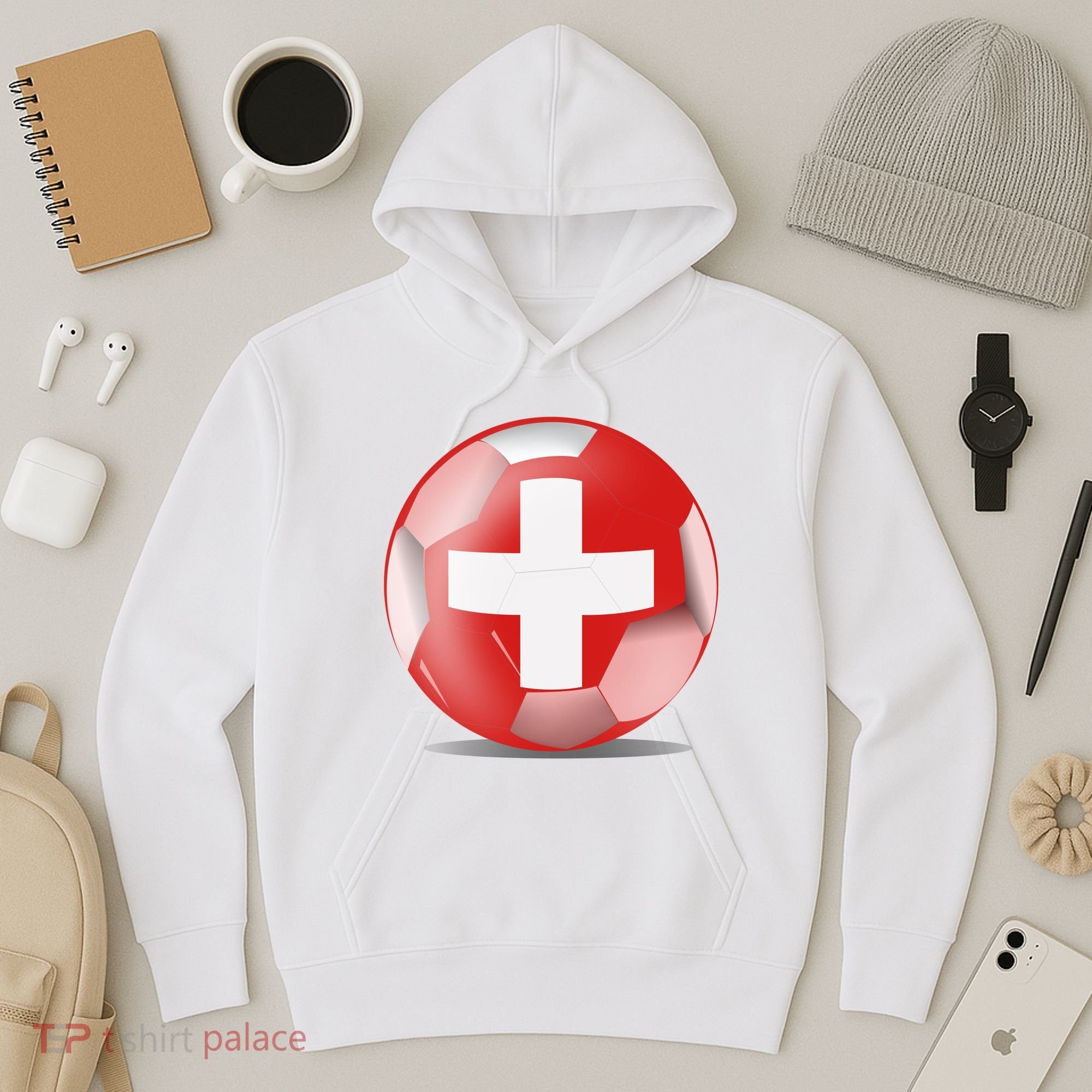 Soccer Ball Country Flag Switzerland Hoodie