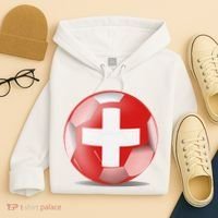 Soccer Ball Country Flag Switzerland Hoodie thumb 4