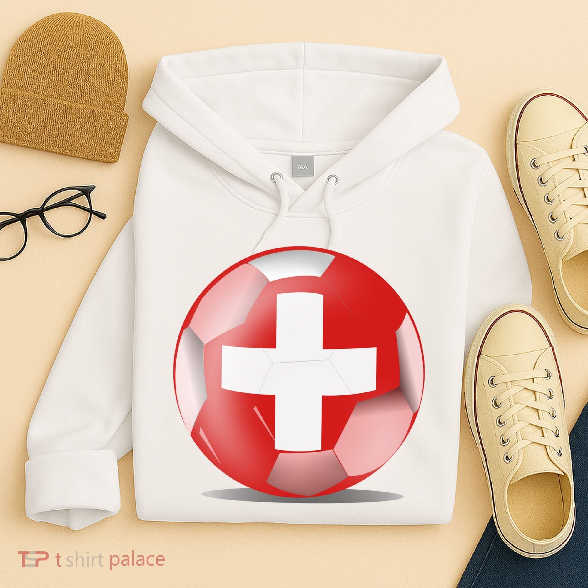 Soccer Ball Country Flag Switzerland Hoodie
