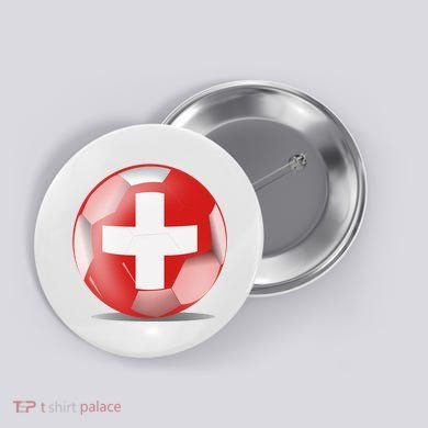 Soccer Ball Country Flag Switzerland Button