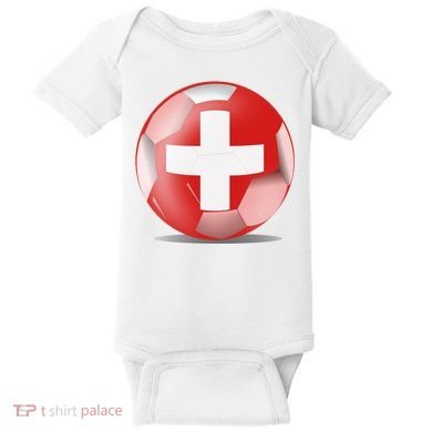 Soccer Ball Country Flag Switzerland Baby Bodysuit