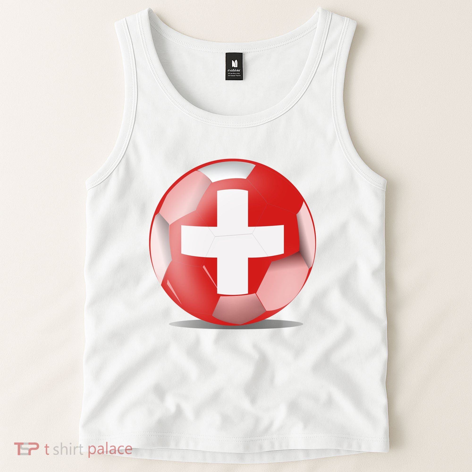 Soccer Ball Country Flag Switzerland Tank Top