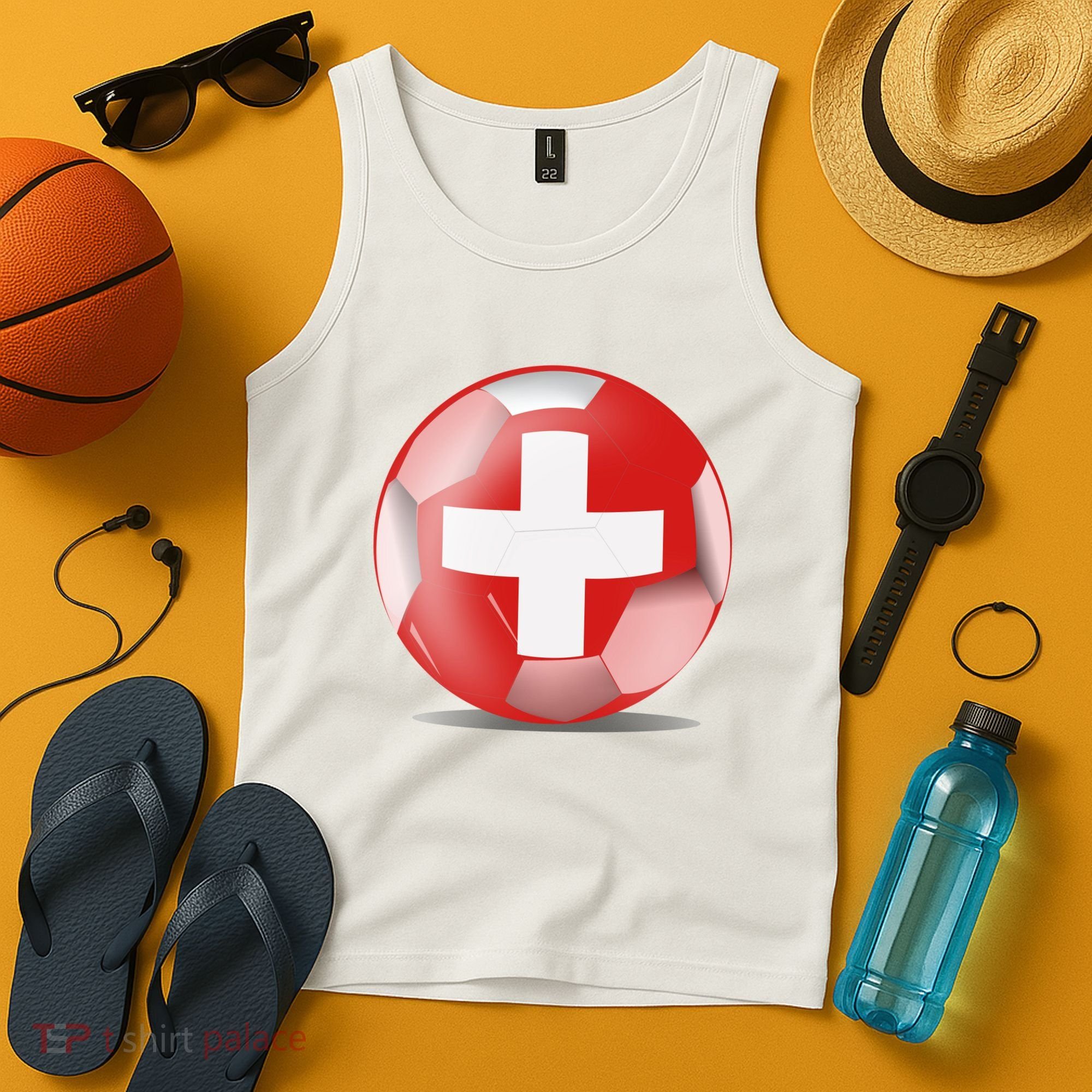 Soccer Ball Country Flag Switzerland Tank Top