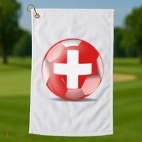 Soccer Ball Country Flag Switzerland Golf Towel thumb 1