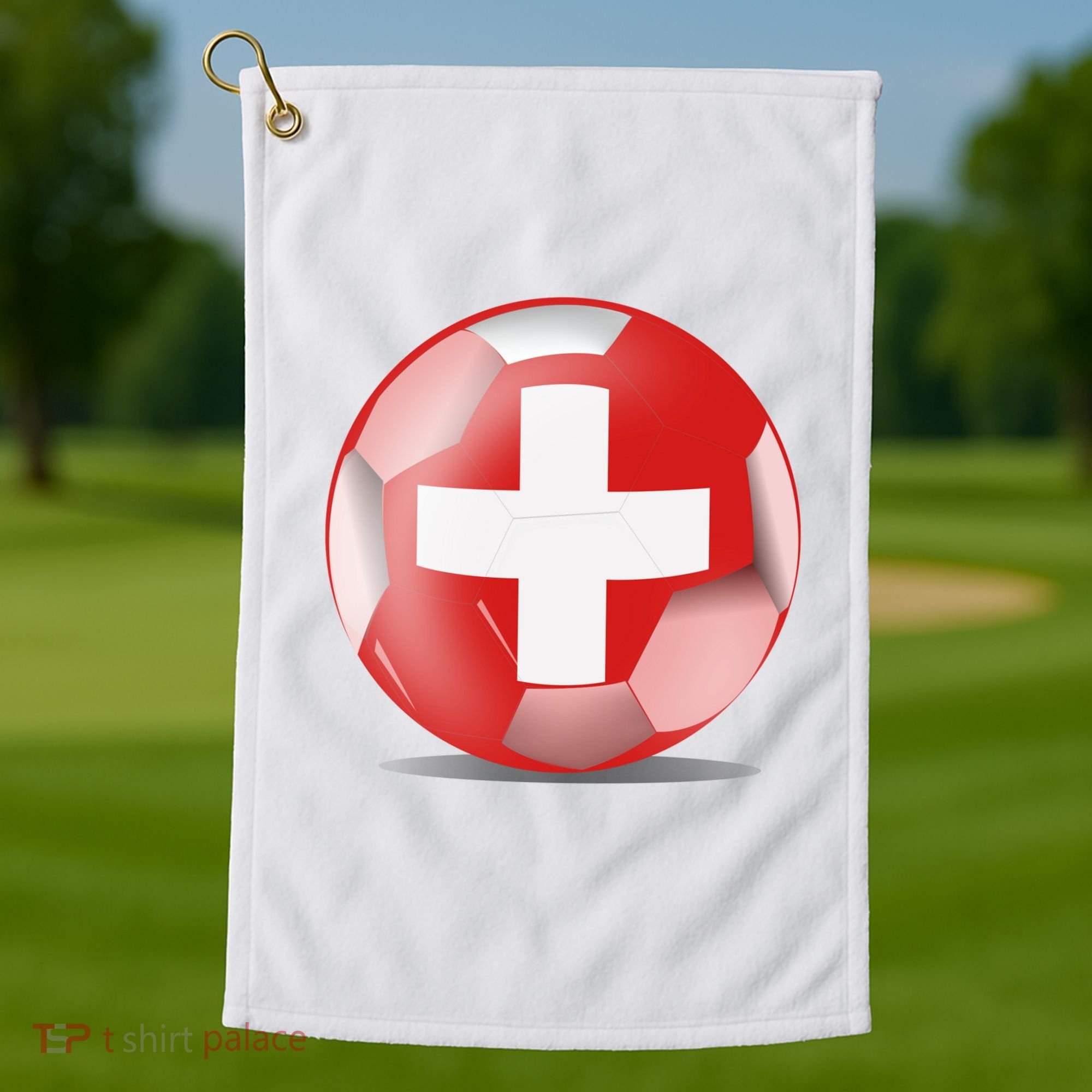 Soccer Ball Country Flag Switzerland Golf Towel