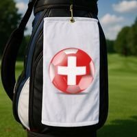 Soccer Ball Country Flag Switzerland Golf Towel thumb 2