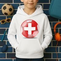 Soccer Ball Country Flag Switzerland Kids Hoodie thumb 2