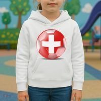 Soccer Ball Country Flag Switzerland Kids Hoodie thumb 3
