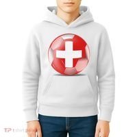 Soccer Ball Country Flag Switzerland Kids Hoodie thumb 4