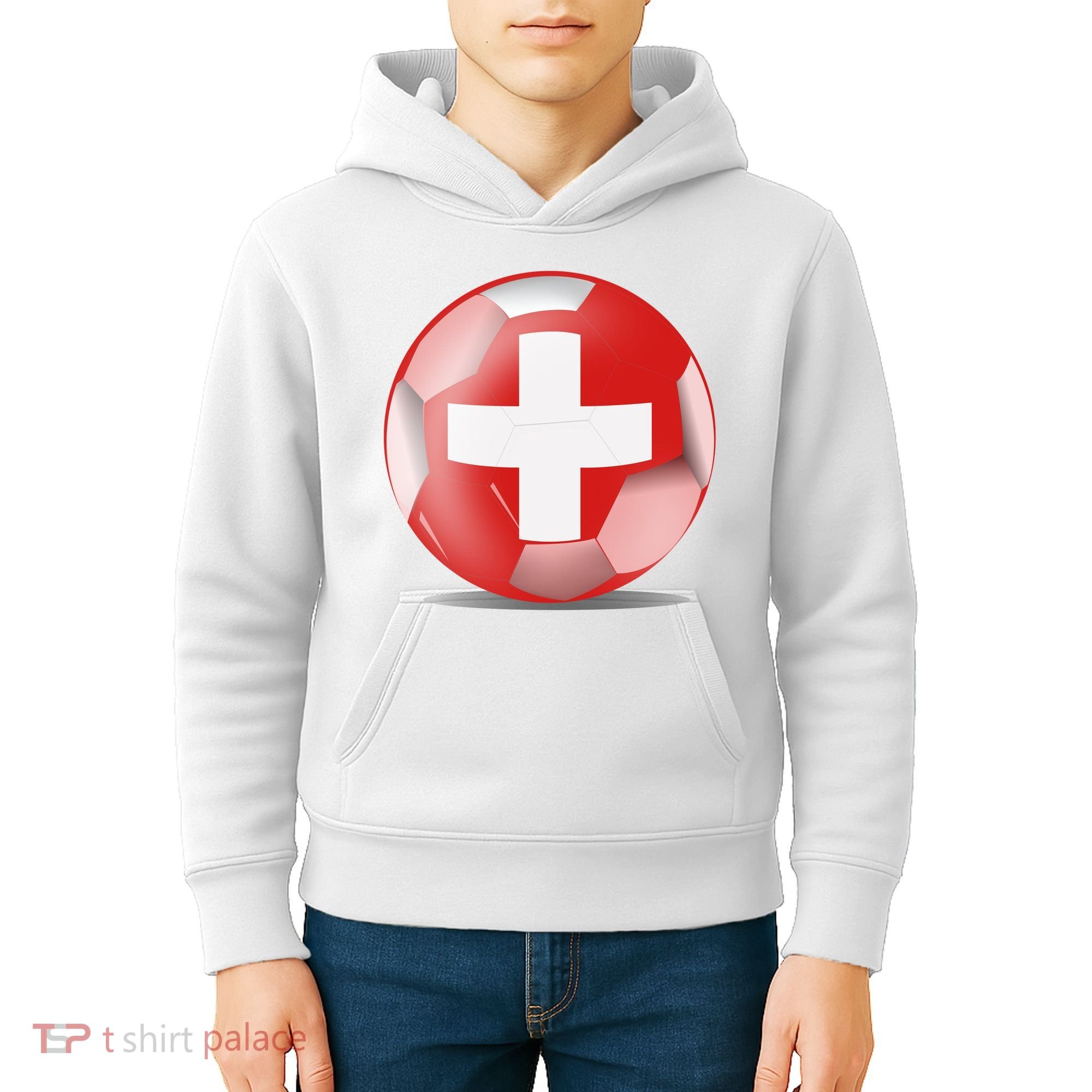 Soccer Ball Country Flag Switzerland Kids Hoodie