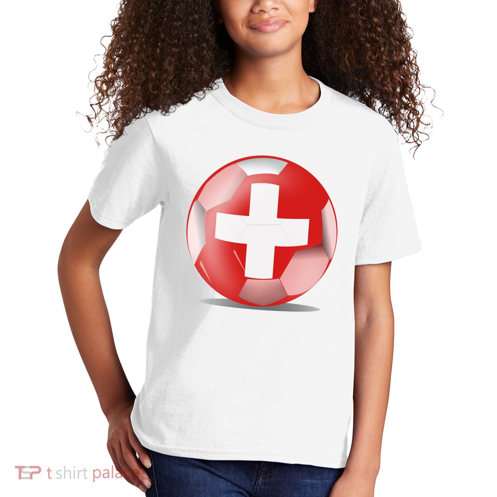 Soccer Ball Country Flag Switzerland Kids T-Shirt