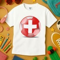 Soccer Ball Country Flag Switzerland Kids T-Shirt thumb 3