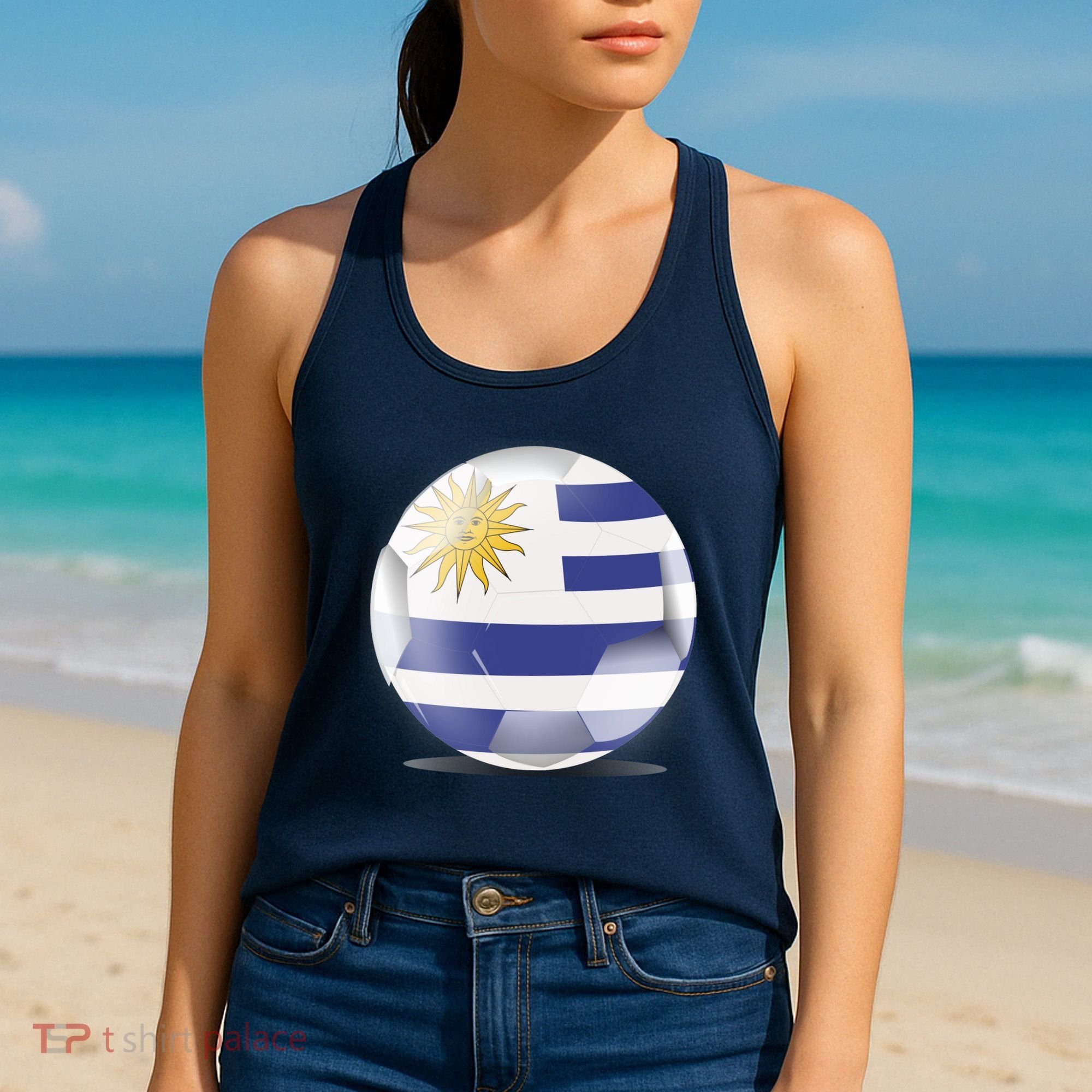 Soccer Ball Country Flag Uruguay Women's Tank Top