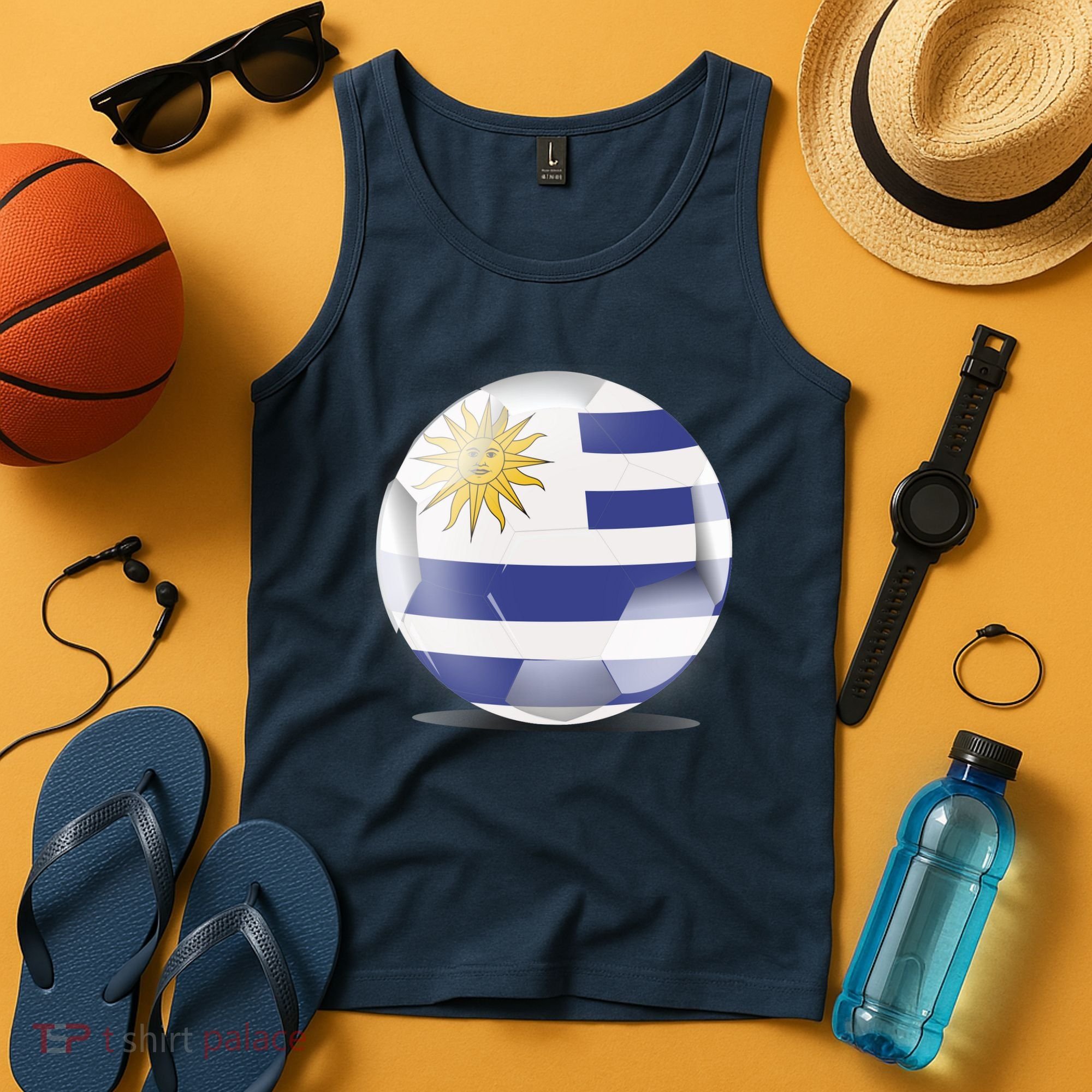 Soccer Ball Country Flag Uruguay Tank Top