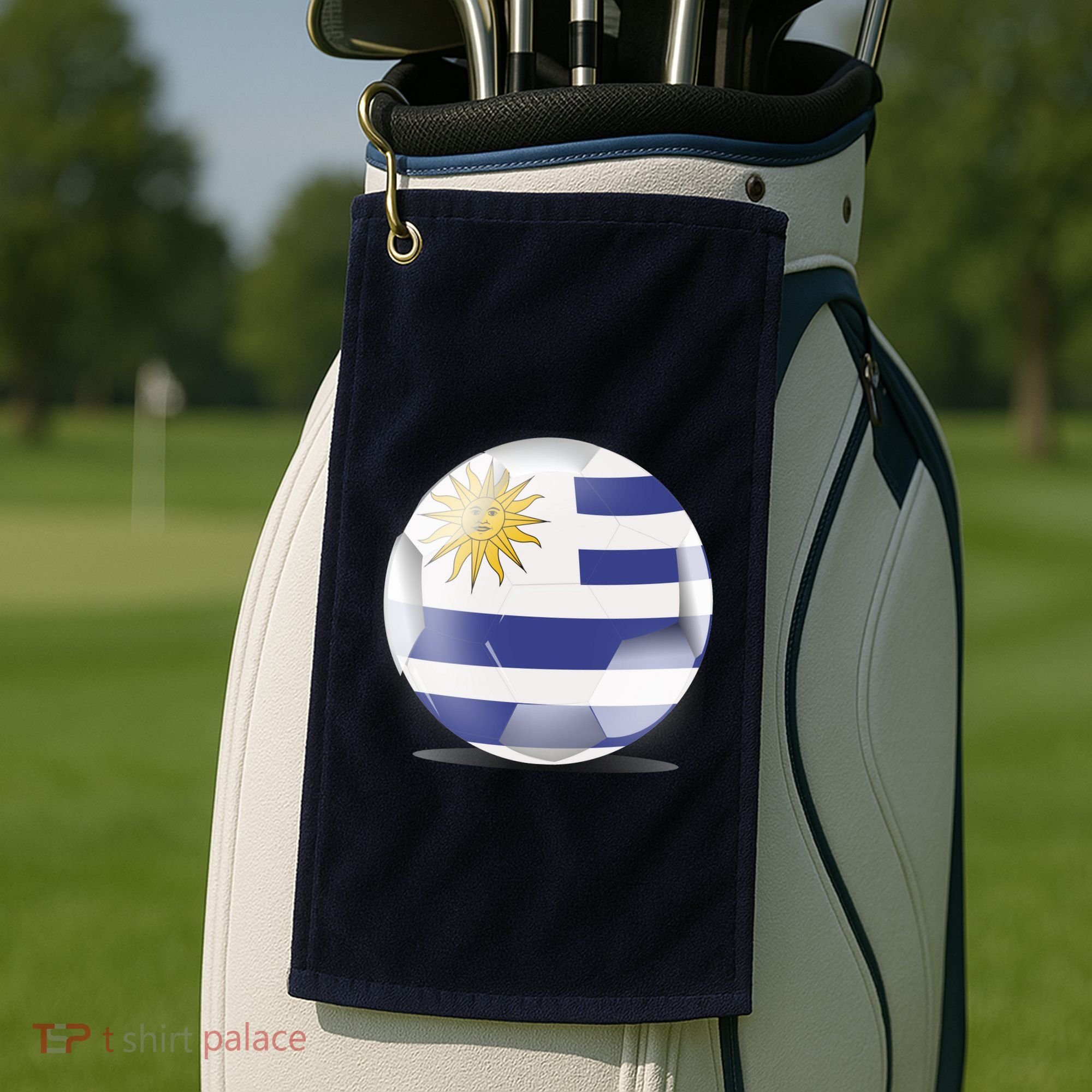 Soccer Ball Country Flag Uruguay Golf Towel