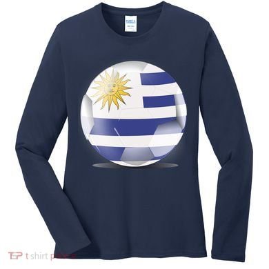 Soccer Ball Country Flag Uruguay Women's Long Sleeve Shirt