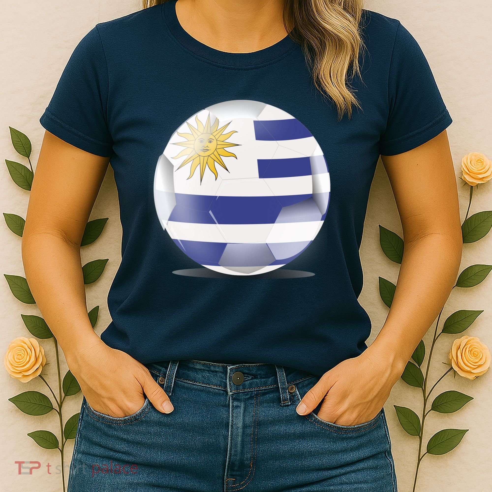 Soccer Ball Country Flag Uruguay Women's T-Shirt