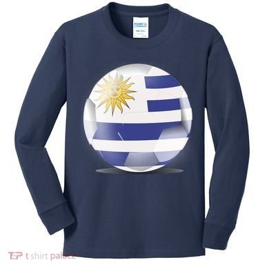 Soccer Ball Country Flag Uruguay Kids Long Sleeve Shirt