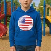 Soccer Ball Country Flag USA Kids Hoodie thumb 2