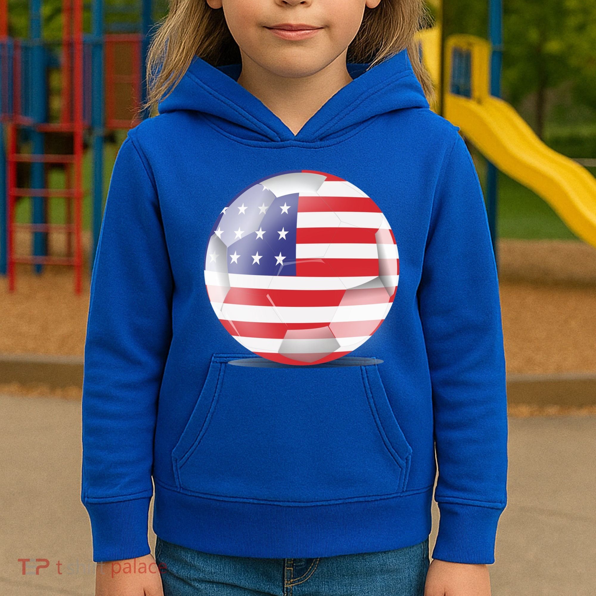 Soccer Ball Country Flag USA Kids Hoodie