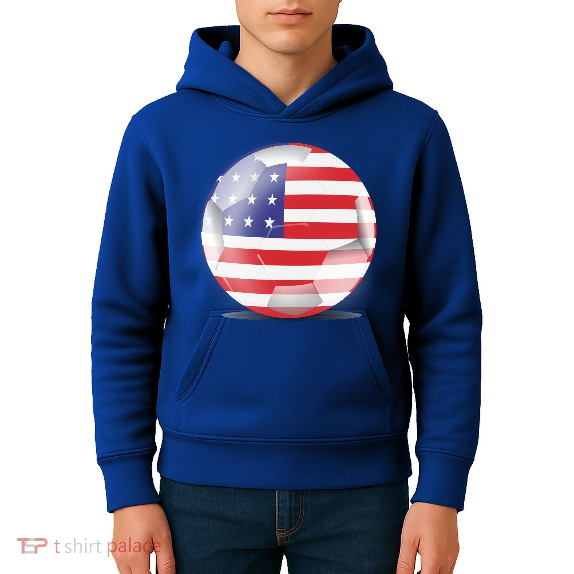 Soccer Ball Country Flag USA Kids Hoodie